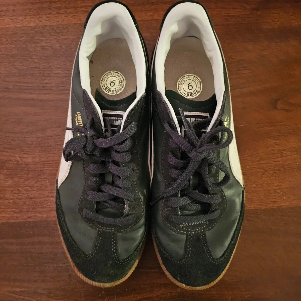 Puma Super Liga OG Retro Mens Sneakers Black White Gum Sole Shoes Size 9 vintage